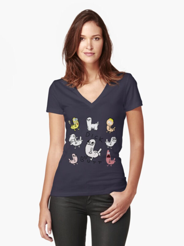 Dickbutt Meme Collection Fitted V-Neck T-Shirt - Image 7