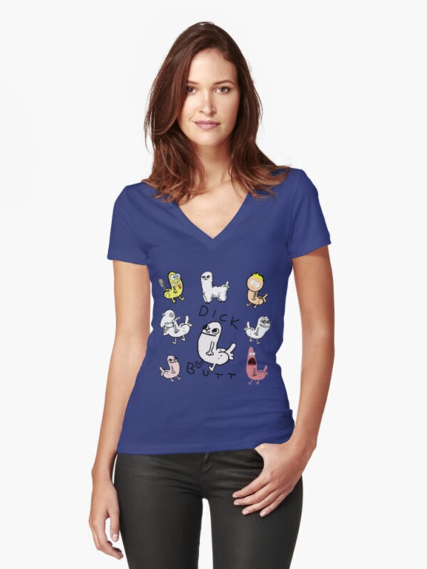 Dickbutt Meme Collection Fitted V-Neck T-Shirt - Image 13