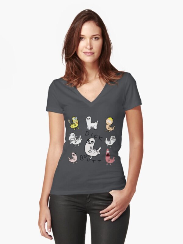 Dickbutt Meme Collection Fitted V-Neck T-Shirt - Image 19
