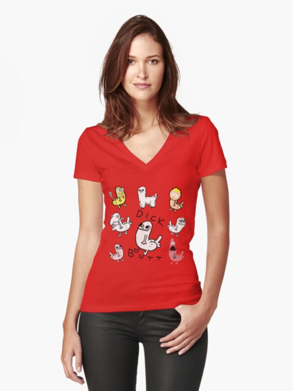 Dickbutt Meme Collection Fitted V-Neck T-Shirt - Image 10