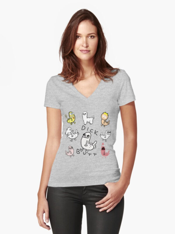 Dickbutt Meme Collection Fitted V-Neck T-Shirt - Image 16