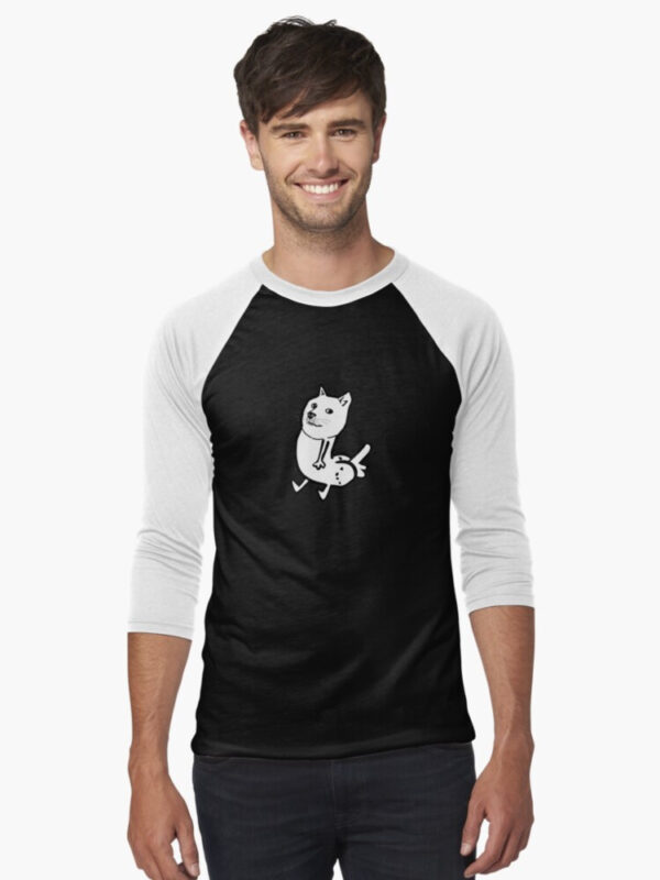 Doge Dickbutt Baseball ¾ Sleeve T-Shirt - Image 4