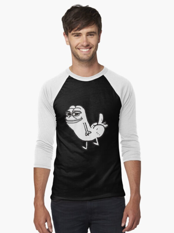 Pepe Dickbutt Baseball ¾ Sleeve T-Shirt - Image 4