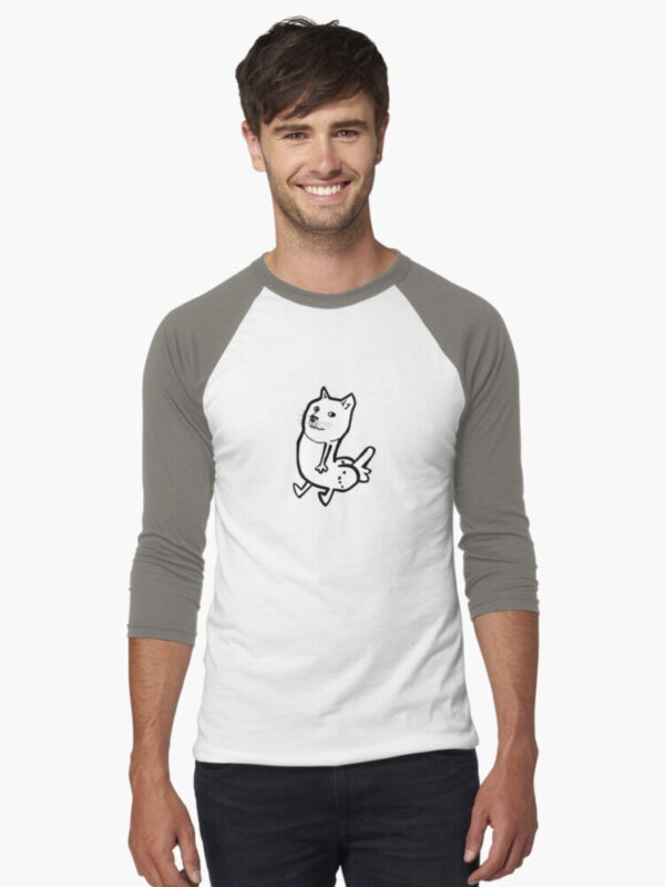 Doge Dickbutt Baseball ¾ Sleeve T-Shirt - Image 13