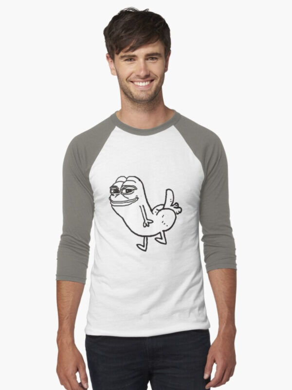 Pepe Dickbutt Baseball ¾ Sleeve T-Shirt - Image 13