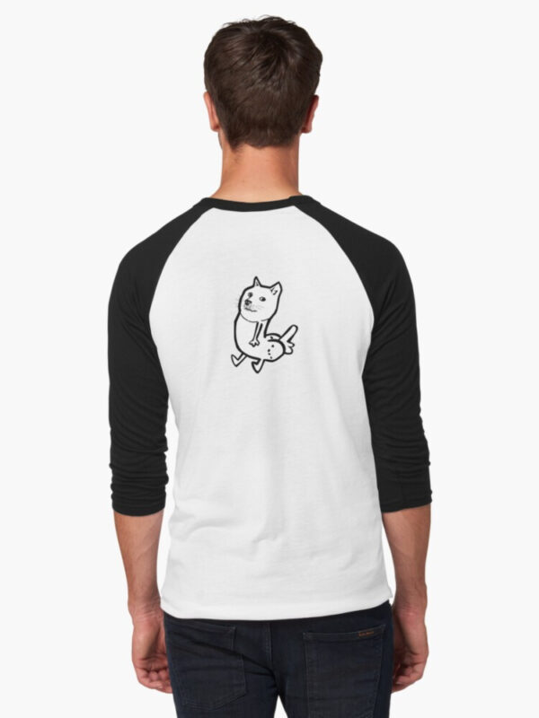 Doge Dickbutt Baseball ¾ Sleeve T-Shirt - Image 3
