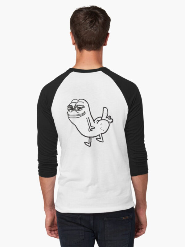 Pepe Dickbutt Baseball ¾ Sleeve T-Shirt - Image 3