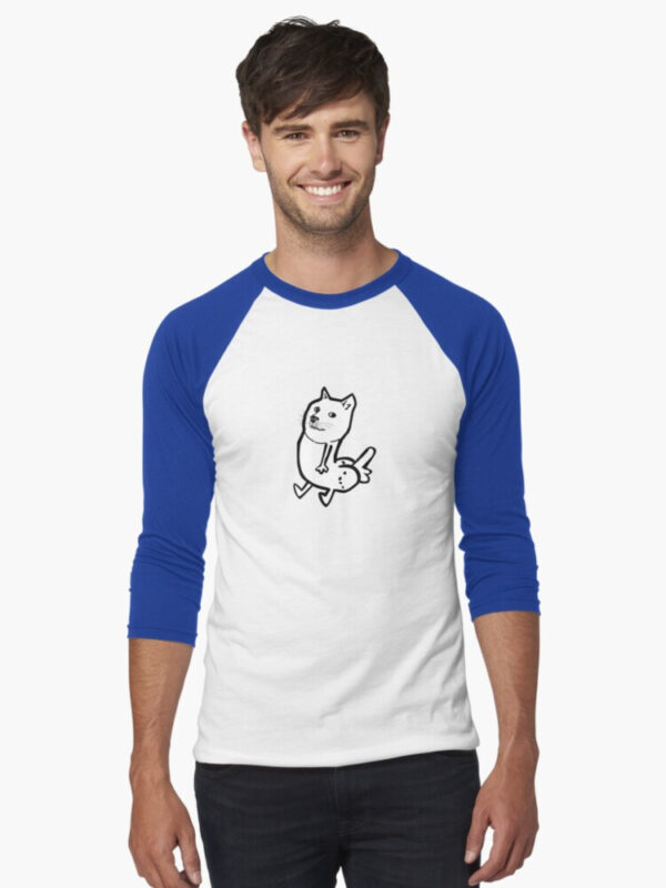 Doge Dickbutt Baseball ¾ Sleeve T-Shirt - Image 11