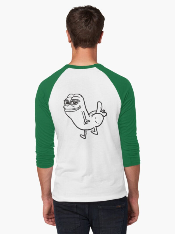 Pepe Dickbutt Baseball ¾ Sleeve T-Shirt - Image 16