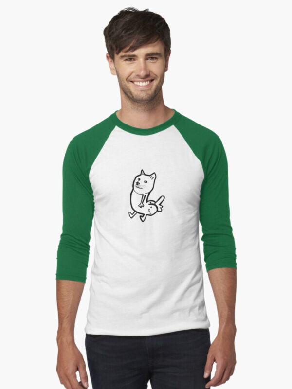 Doge Dickbutt Baseball ¾ Sleeve T-Shirt - Image 15