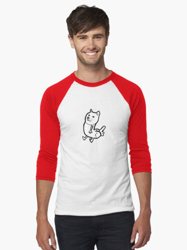 Doge Dickbutt Baseball ¾ Sleeve T-Shirt - Image 9