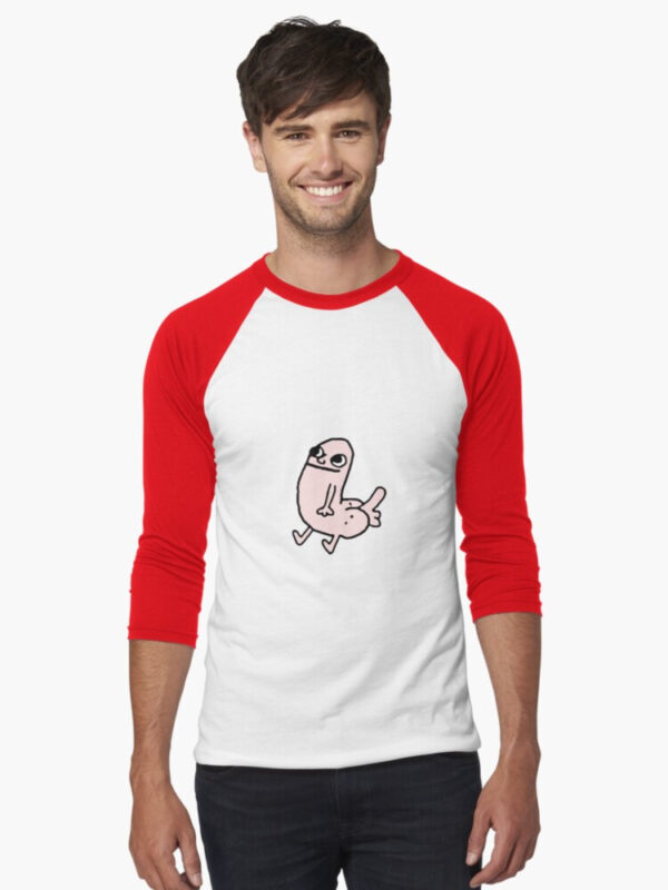Pink DickButt Meme Baseball ¾ Sleeve T-Shirt - Image 9
