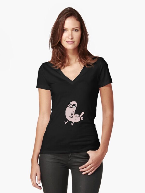 Pink DickButt Meme Fitted V-Neck T-Shirt - Image 3
