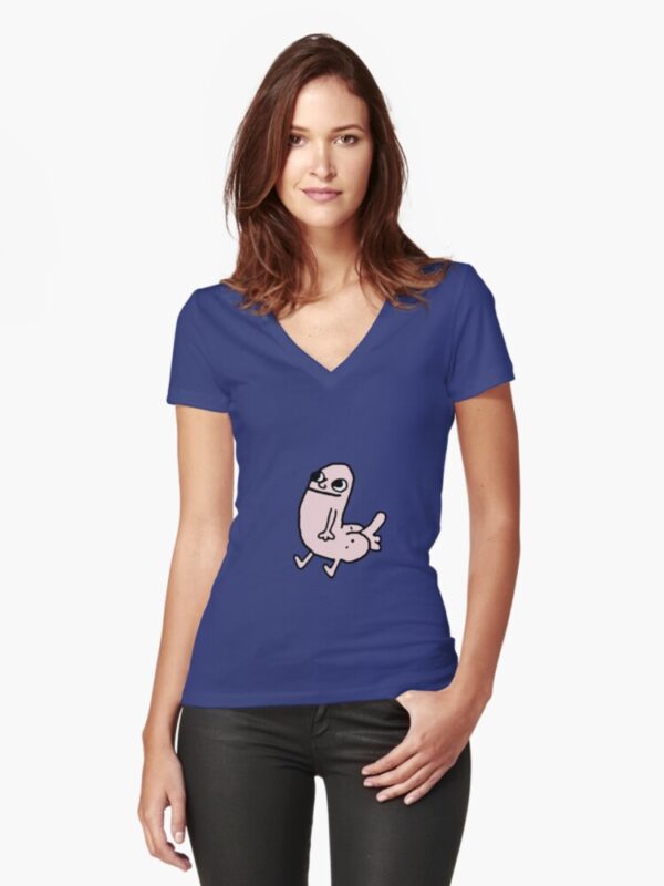Pink DickButt Meme Fitted V-Neck T-Shirt - Image 5