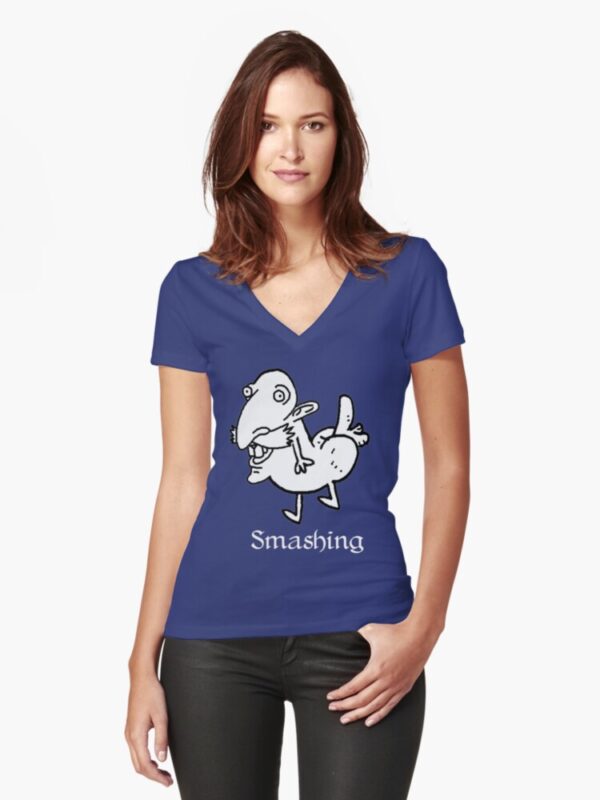 Smashing Dickbutt - Fitted V-Neck T-Shirt - Image 5