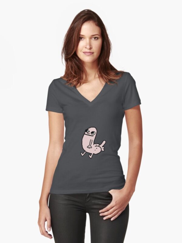 Pink DickButt Meme Fitted V-Neck T-Shirt - Image 7