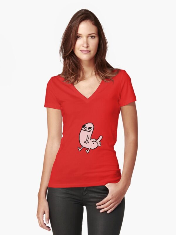 Pink DickButt Meme Fitted V-Neck T-Shirt - Image 4