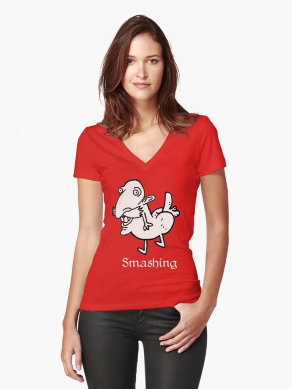 Smashing Dickbutt - Fitted V-Neck T-Shirt - Image 4