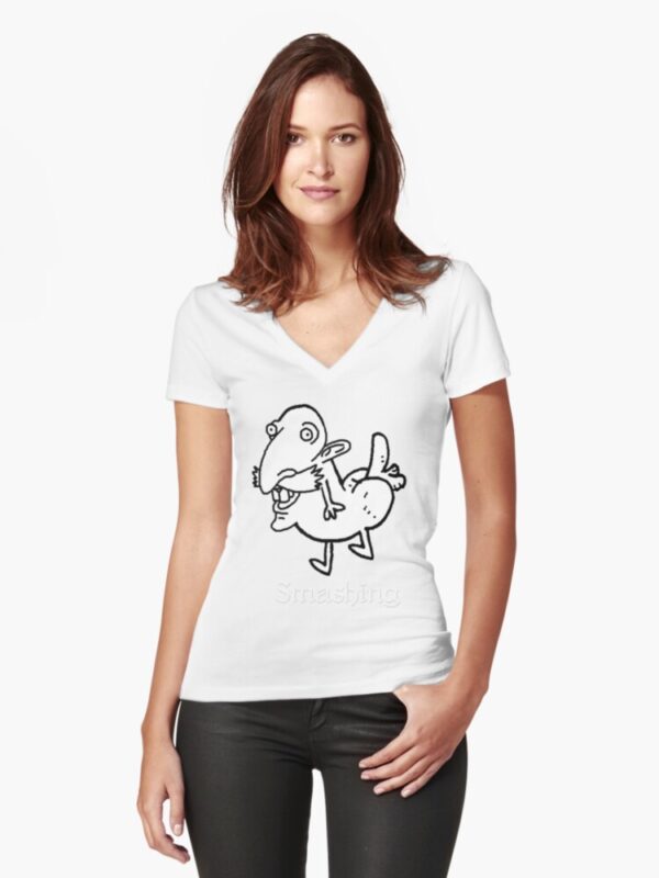 Smashing Dickbutt - Fitted V-Neck T-Shirt - Image 3