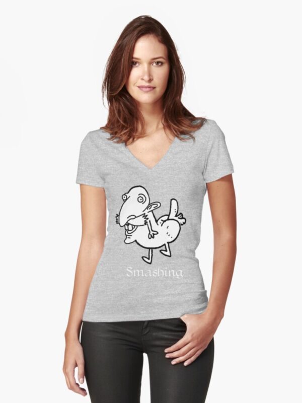 Smashing Dickbutt - Fitted V-Neck T-Shirt - Image 6