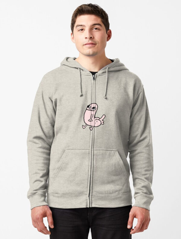 Pink DickButt Meme Zipped Hoodie - Image 7